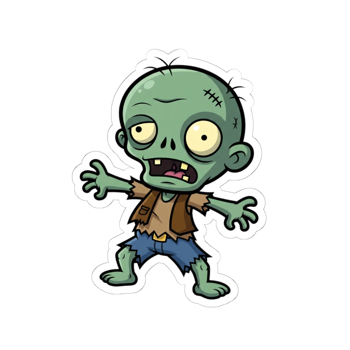 Funny Zombie Kiss-Cut Stickers, Retro Zombie Decal, Halloween Decorations, Gift for Horror Fans, Laptop Sticker, Comic Art