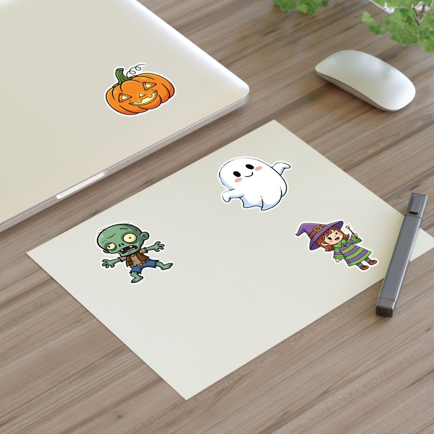 Halloween-Themed Sticker Sheets - Cute Ghosts, Zombies & Pumpkins - Perfect for Parties, Scrapbooking, Journals, and Decor
