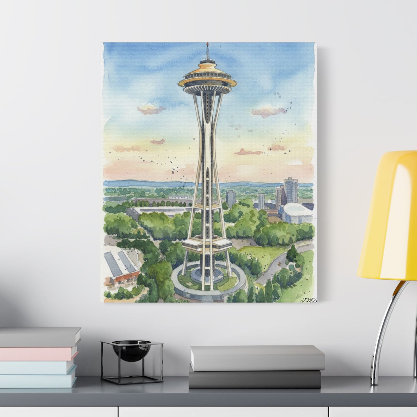 Seattle Space Needle Canvas Art, Wall Decor, Stretched Satin Canvas Print, Home Decor, Gift Idea for Art Lovers, Urban Decor