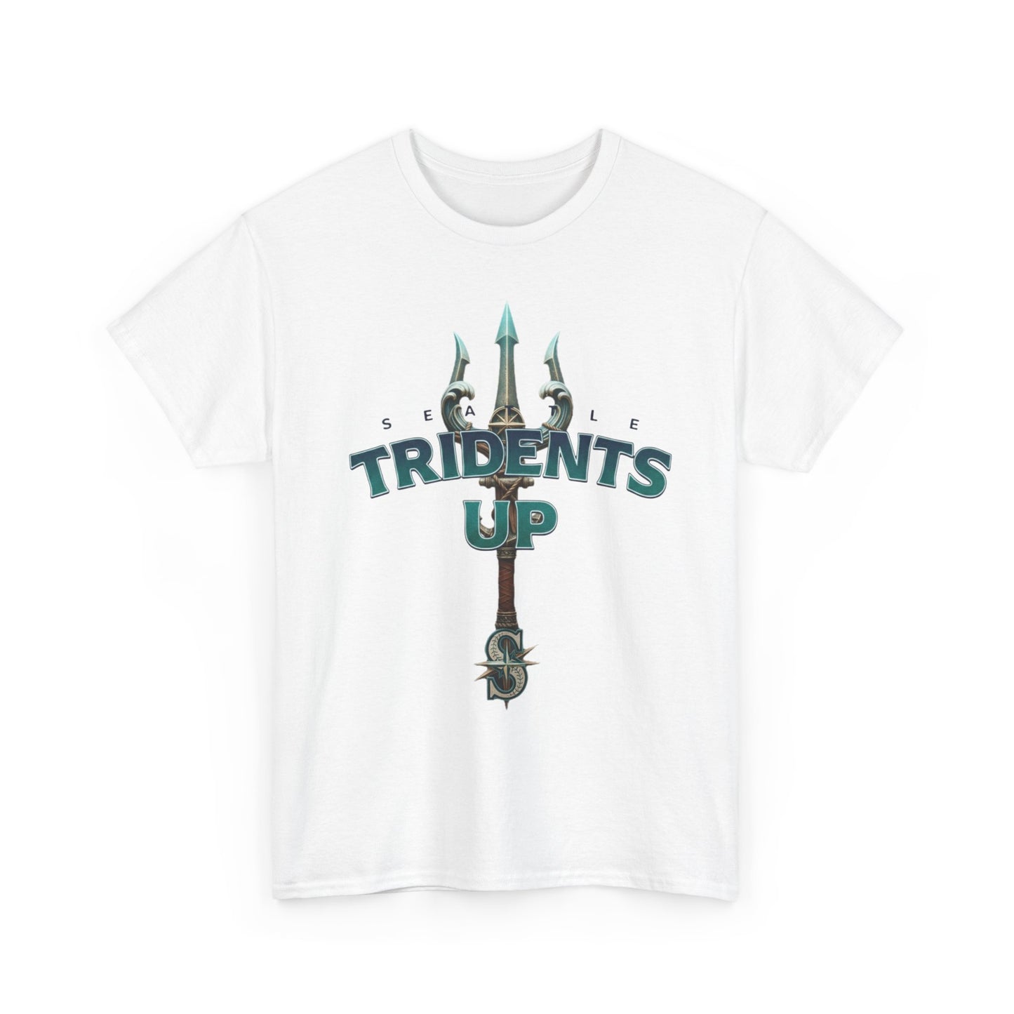 Tridents Up Graphic Tee | Unisex Heavy Cotton T-Shirt, Casual Wear, Gift for Ocean Lovers, Summer Vibe, Beach Party Apparel