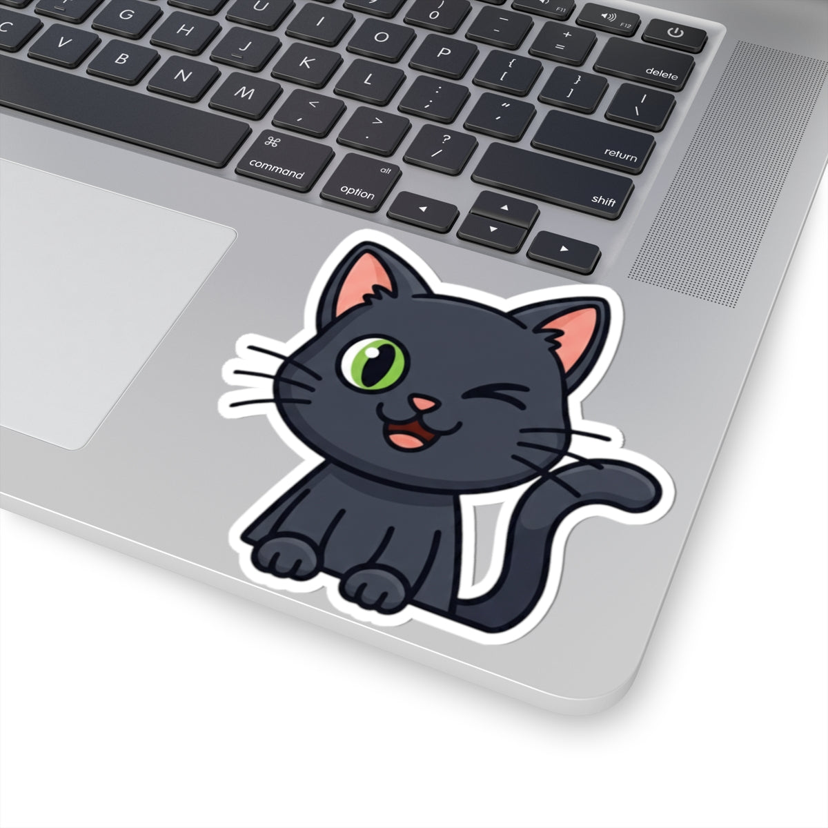 Cute Cat Kiss-Cut Stickers, Adorable Black Cat, Fun Laptop Decals, Gift for Cat Lovers, Pet-Themed Home Decor