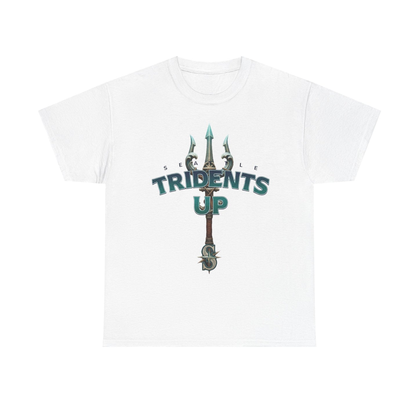 Tridents Up Graphic Tee | Unisex Heavy Cotton T-Shirt, Casual Wear, Gift for Ocean Lovers, Summer Vibe, Beach Party Apparel
