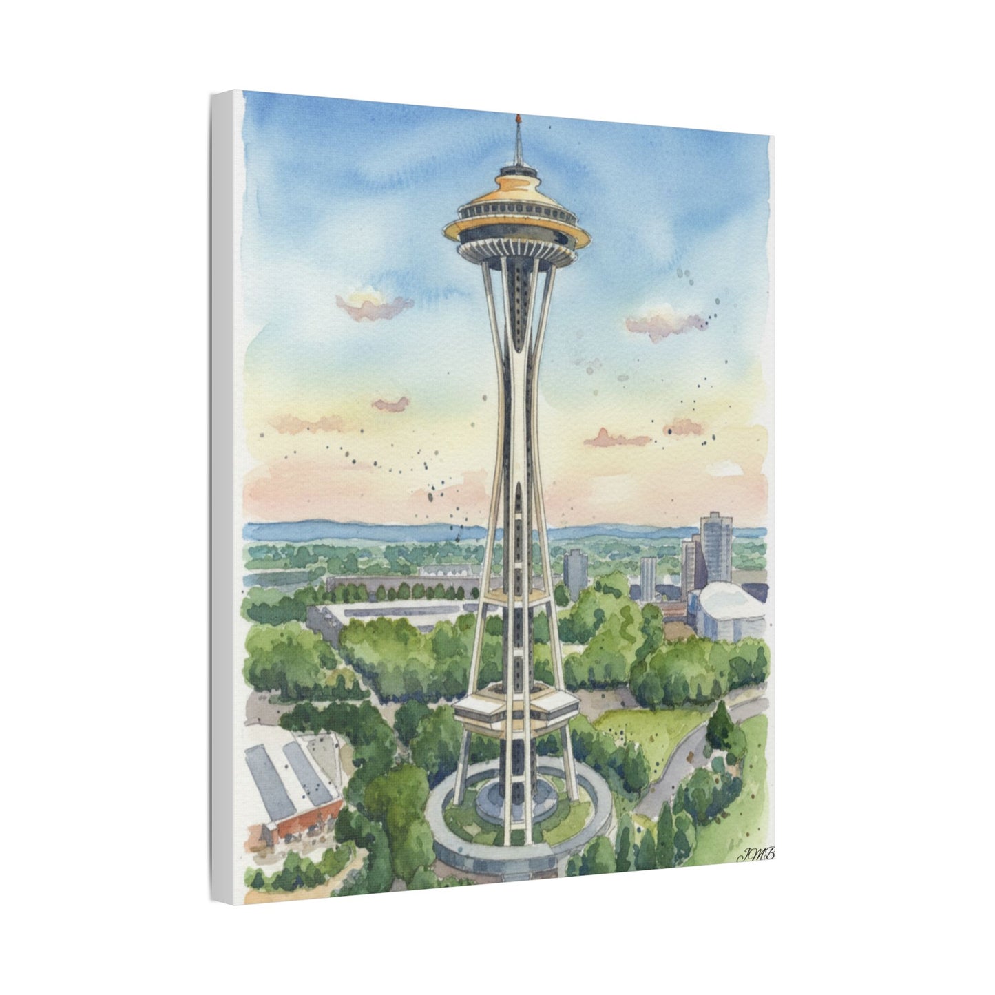 Seattle Space Needle Canvas Art, Wall Decor, Stretched Satin Canvas Print, Home Decor, Gift Idea for Art Lovers, Urban Decor