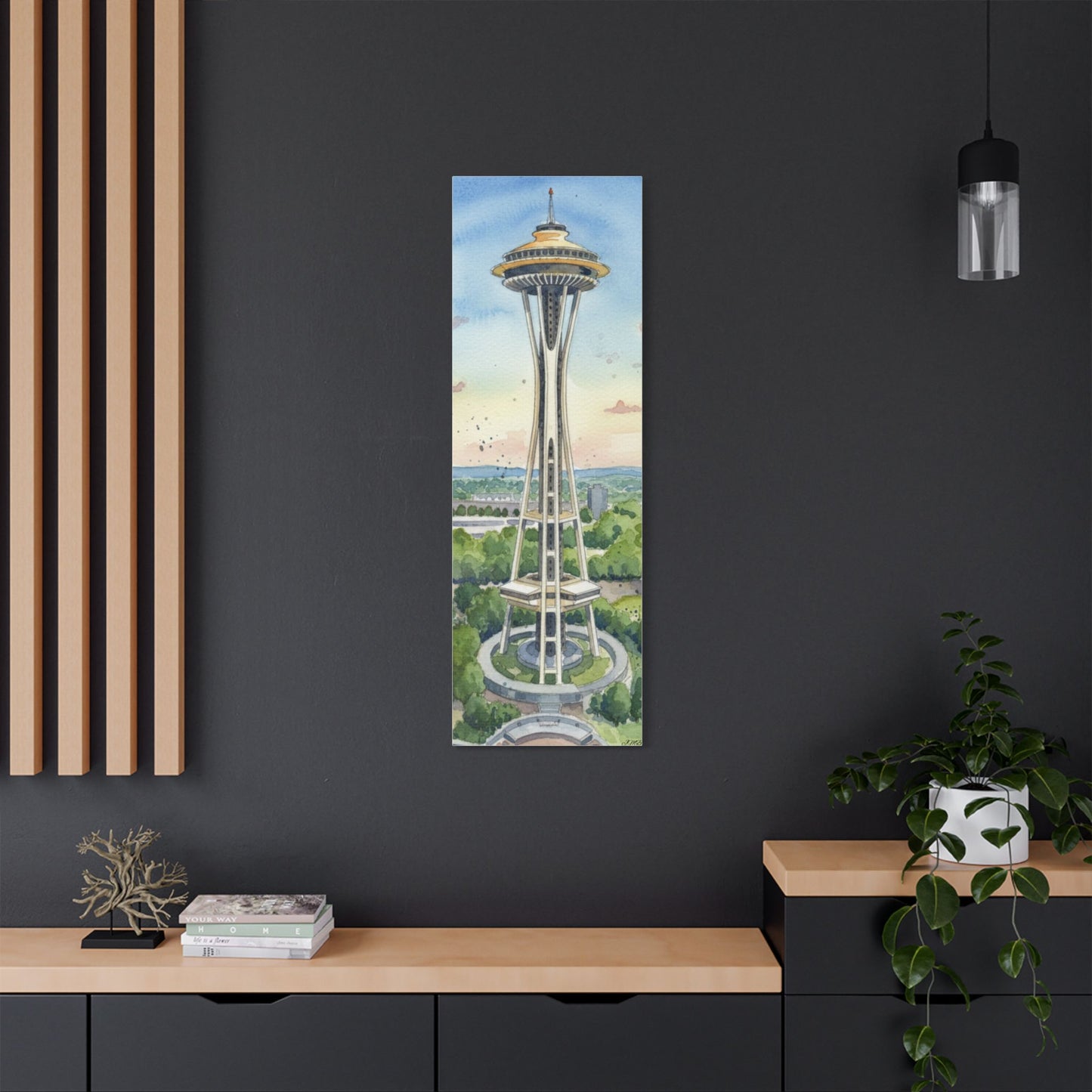Seattle Space Needle Canvas Art, Wall Decor, Stretched Satin Canvas Print, Home Decor, Gift Idea for Art Lovers, Urban Decor