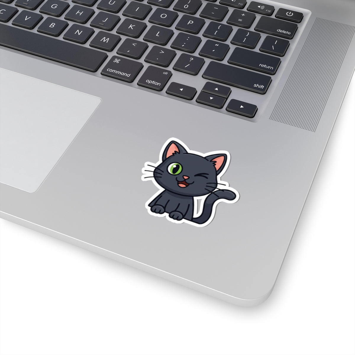 Cute Cat Kiss-Cut Stickers, Adorable Black Cat, Fun Laptop Decals, Gift for Cat Lovers, Pet-Themed Home Decor