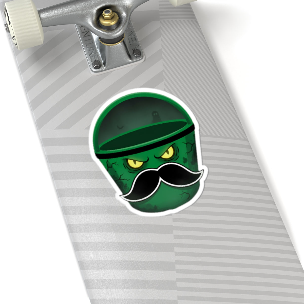 Cool Mustached Trash Can Kiss-Cut Stickers, Funny Laptop Decal, Cute Green Garbage Can Art, Unique Gift for Friends, Quirky Home Decor