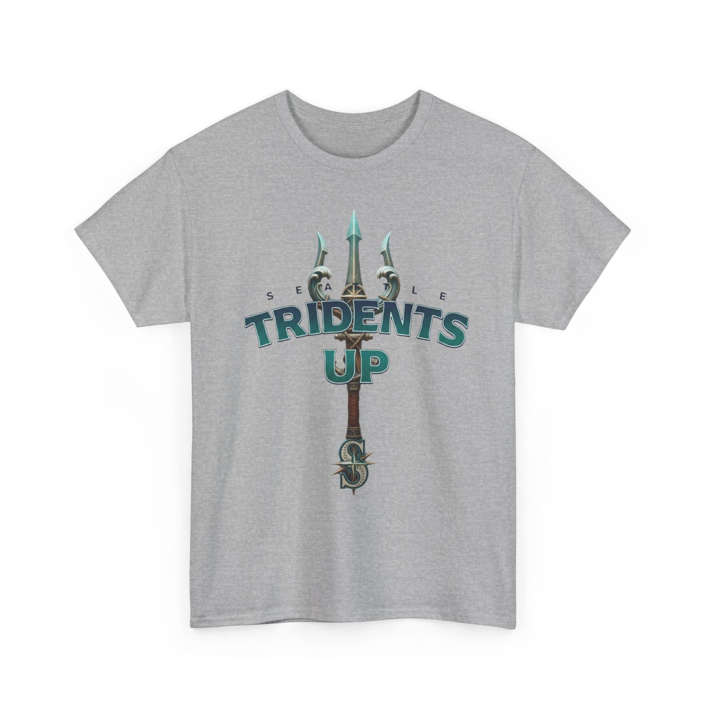 Tridents Up Graphic Tee | Unisex Heavy Cotton T-Shirt, Casual Wear, Gift for Ocean Lovers, Summer Vibe, Beach Party Apparel