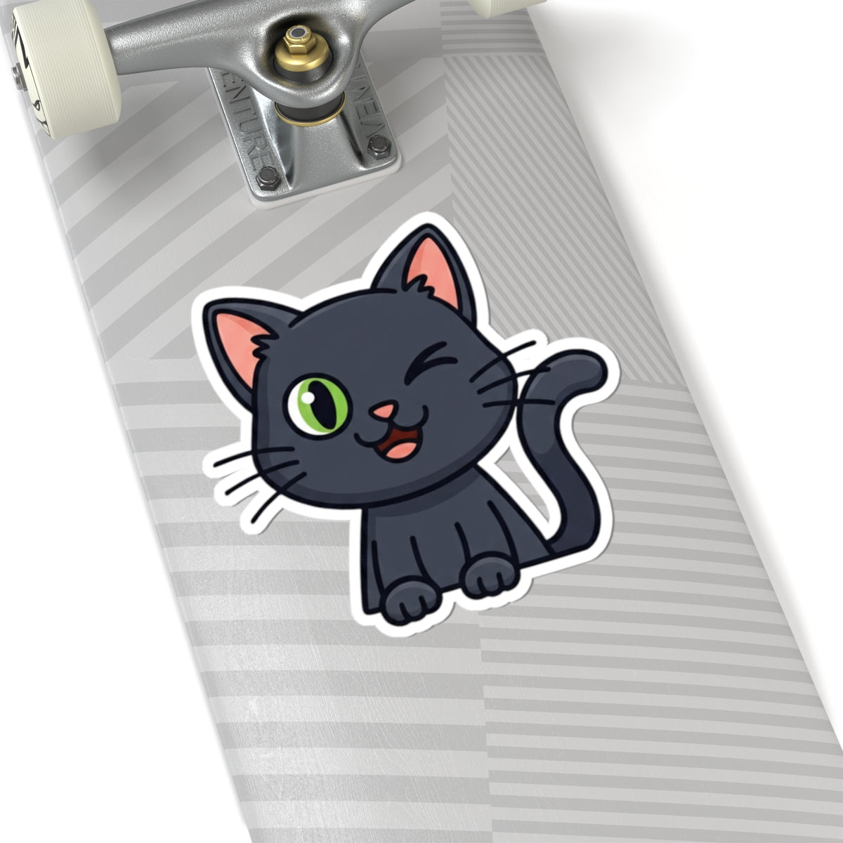 Cute Cat Kiss-Cut Stickers, Adorable Black Cat, Fun Laptop Decals, Gift for Cat Lovers, Pet-Themed Home Decor