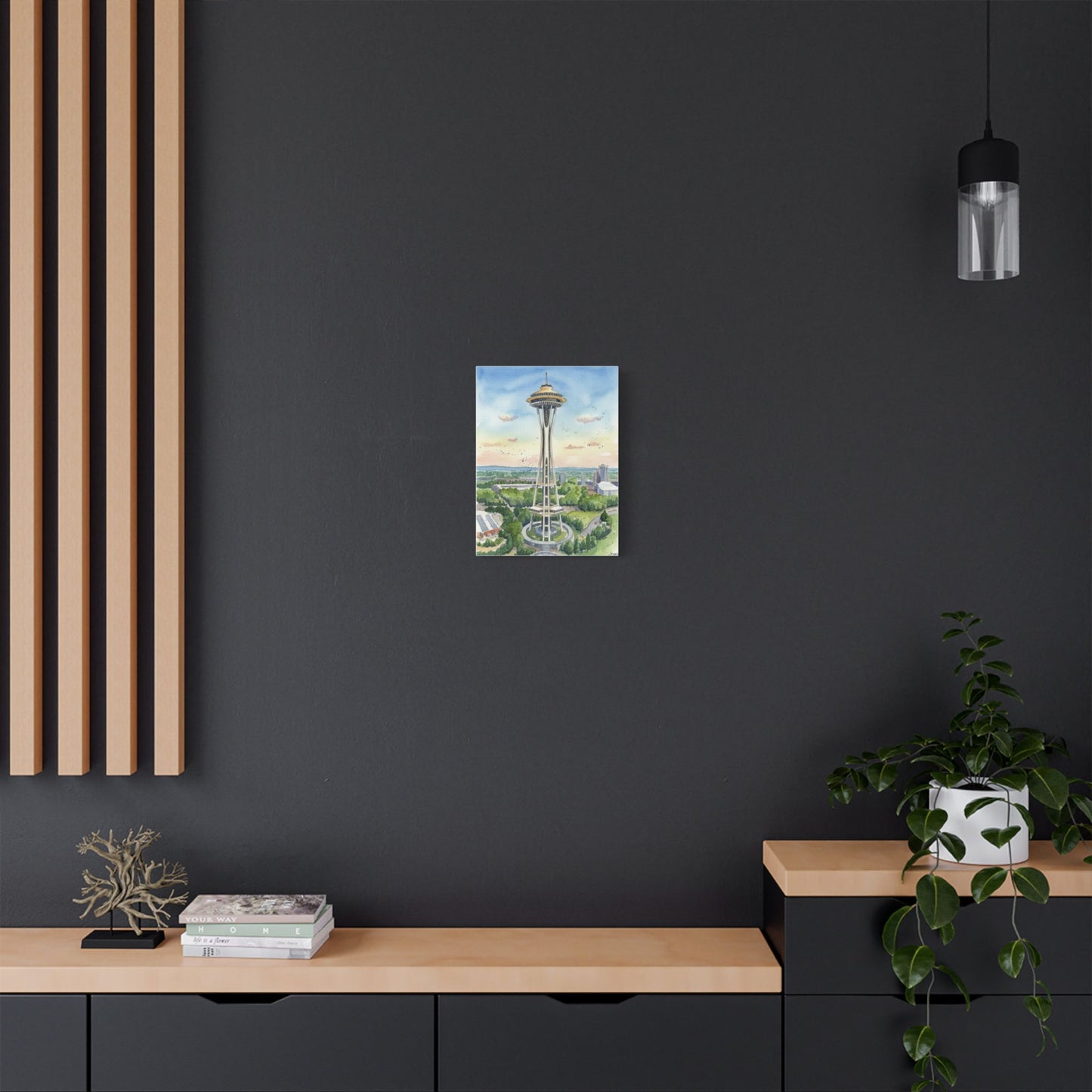 Seattle Space Needle Canvas Art, Wall Decor, Stretched Satin Canvas Print, Home Decor, Gift Idea for Art Lovers, Urban Decor