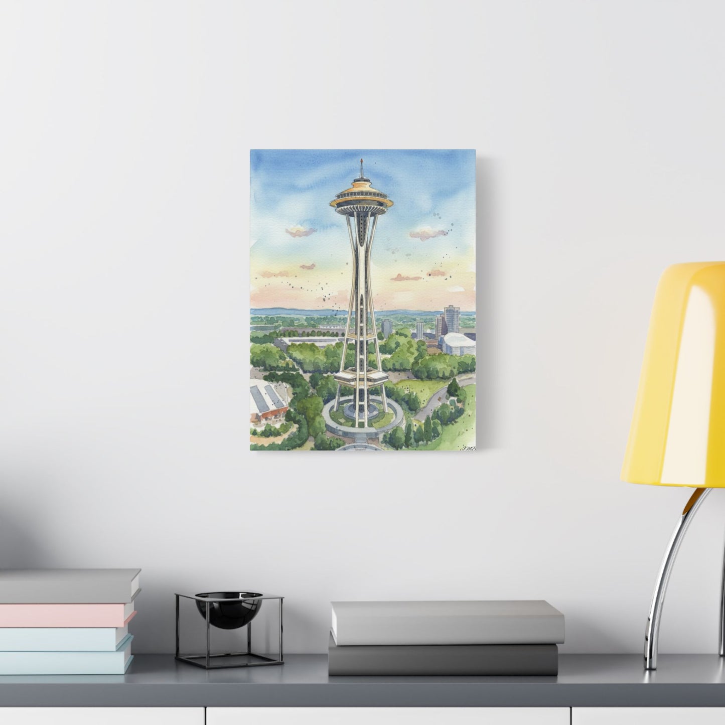 Seattle Space Needle Canvas Art, Wall Decor, Stretched Satin Canvas Print, Home Decor, Gift Idea for Art Lovers, Urban Decor