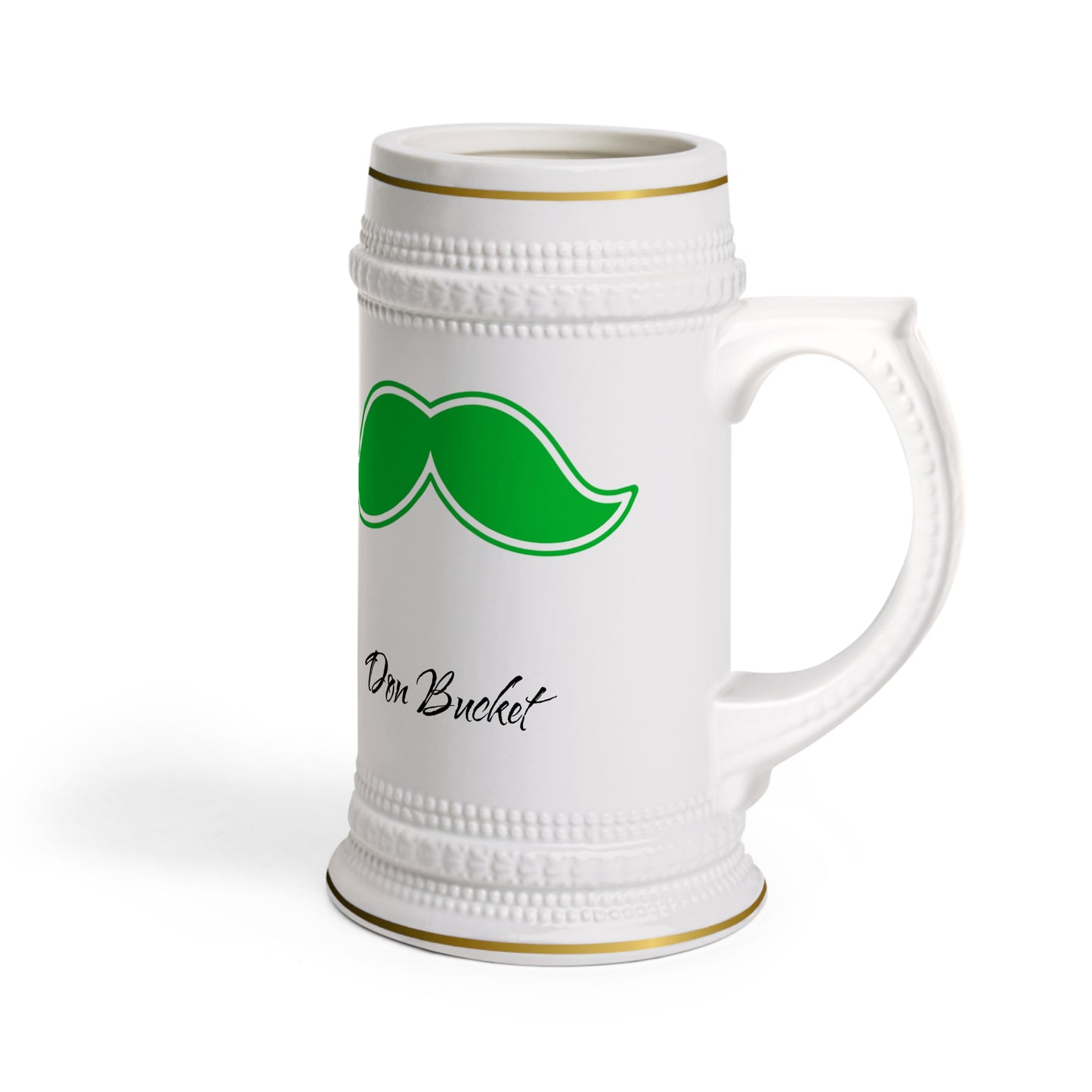 Don Bucket Green Beer Stein Mug for Craft Beer Lovers, Personalized Gift for Him, Oktoberfest Party, Custom Ceramics, Holiday Celebrations