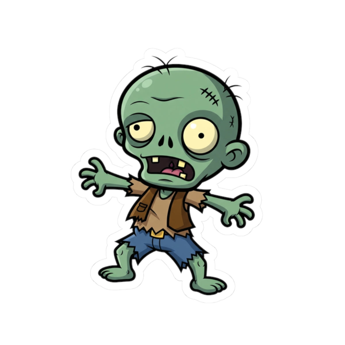 Funny Zombie Kiss-Cut Stickers, Retro Zombie Decal, Halloween Decorations, Gift for Horror Fans, Laptop Sticker, Comic Art