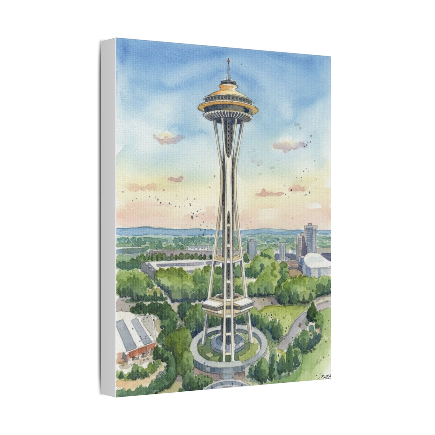 Seattle Space Needle Canvas Art, Wall Decor, Stretched Satin Canvas Print, Home Decor, Gift Idea for Art Lovers, Urban Decor