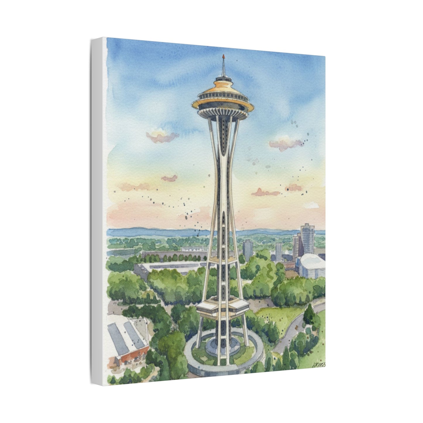 Seattle Space Needle Canvas Art, Wall Decor, Stretched Satin Canvas Print, Home Decor, Gift Idea for Art Lovers, Urban Decor