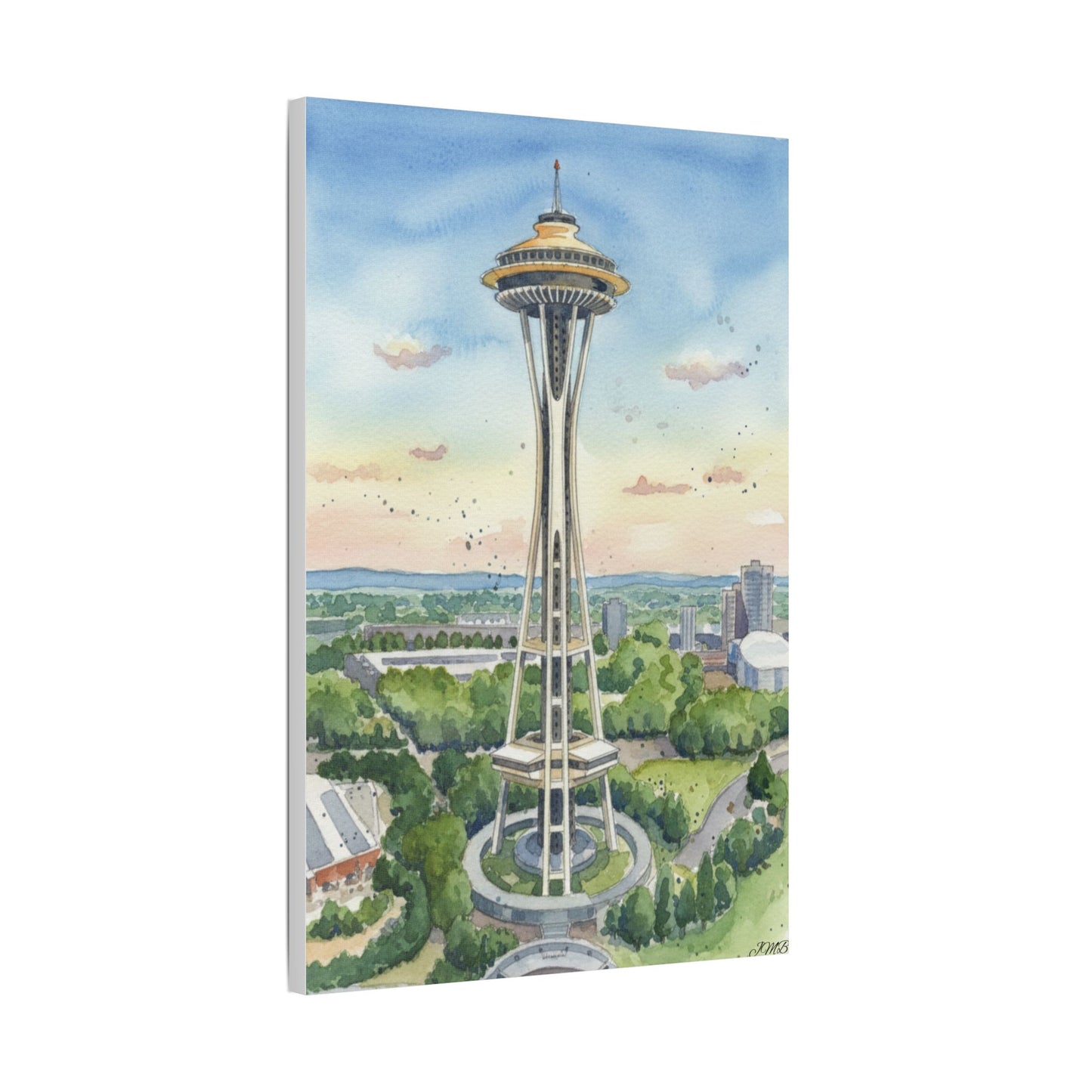 Seattle Space Needle Canvas Art, Wall Decor, Stretched Satin Canvas Print, Home Decor, Gift Idea for Art Lovers, Urban Decor