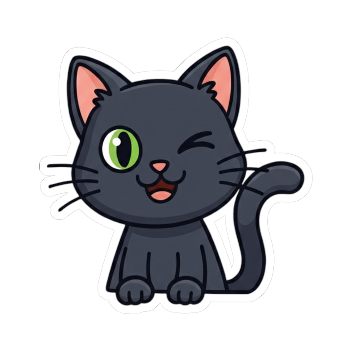 Cute Cat Kiss-Cut Stickers, Adorable Black Cat, Fun Laptop Decals, Gift for Cat Lovers, Pet-Themed Home Decor