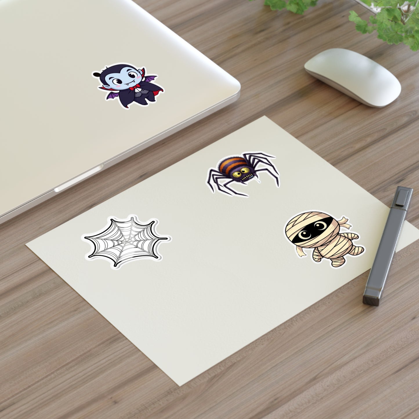 Cute Halloween Sticker Sheets - Vampire, Mummy, Spider, Web Stickers, Halloween Party Favors, Scrapbooking, Kids Crafts, Gift Decorations