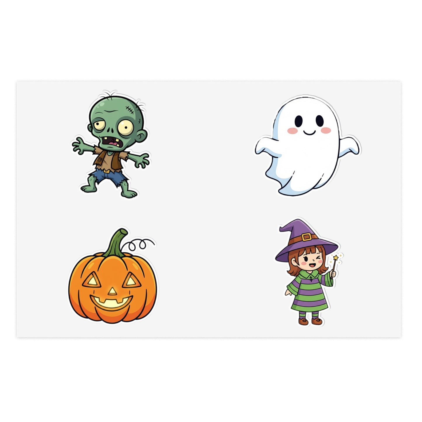 Halloween-Themed Sticker Sheets - Cute Ghosts, Zombies & Pumpkins - Perfect for Parties, Scrapbooking, Journals, and Decor