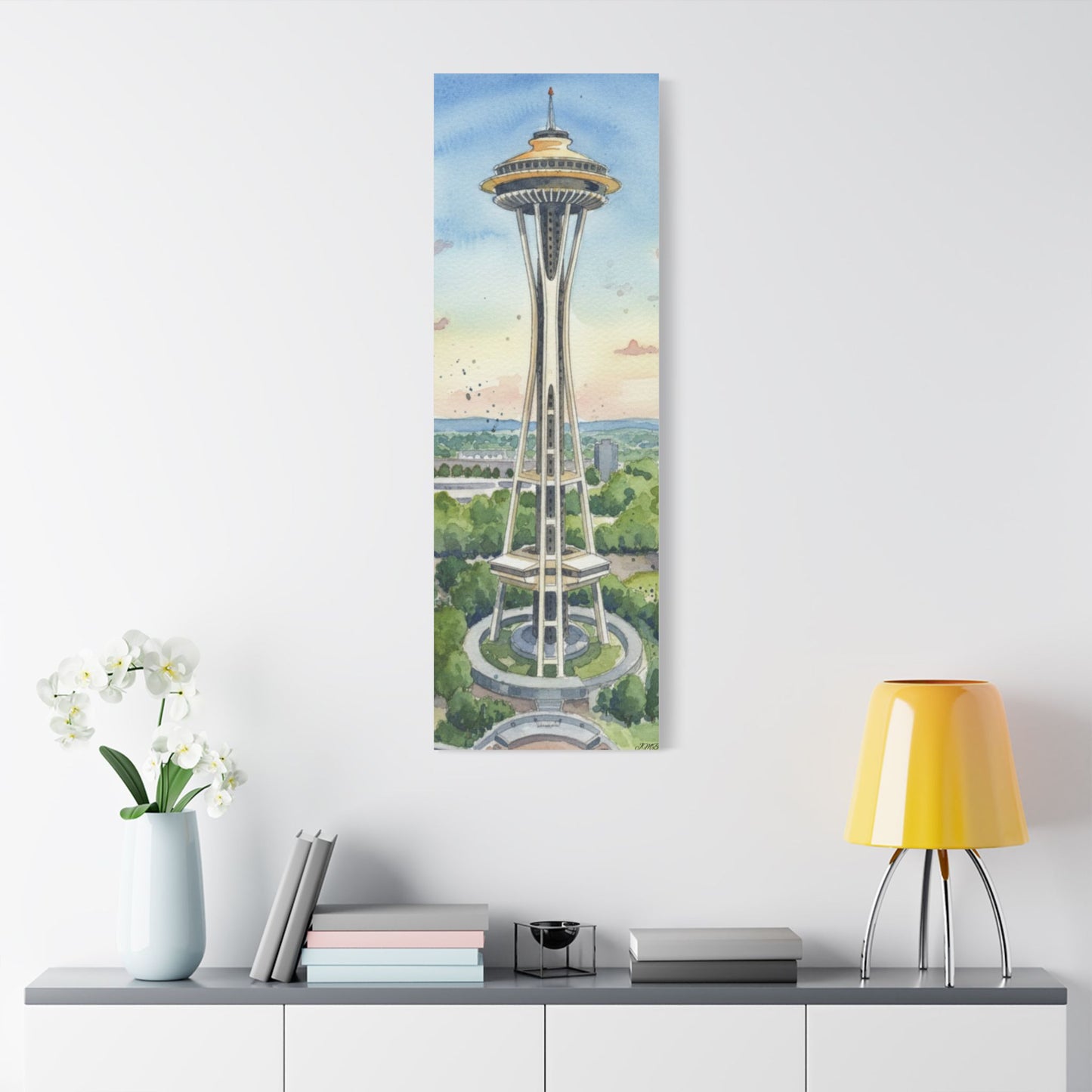 Seattle Space Needle Canvas Art, Wall Decor, Stretched Satin Canvas Print, Home Decor, Gift Idea for Art Lovers, Urban Decor