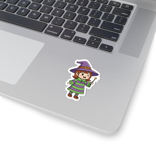 Cute Witch Kiss-Cut Stickers | Adorable Halloween Decor, Kids Craft Supplies, Laptop Stickers, Party Favors, Gift Accessory