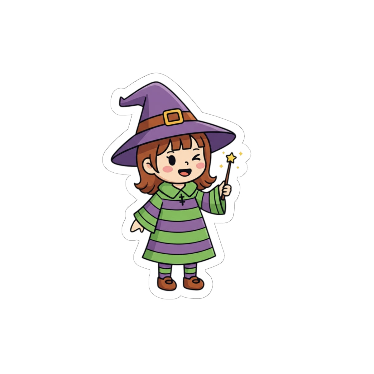 Cute Witch Kiss-Cut Stickers | Adorable Halloween Decor, Kids Craft Supplies, Laptop Stickers, Party Favors, Gift Accessory