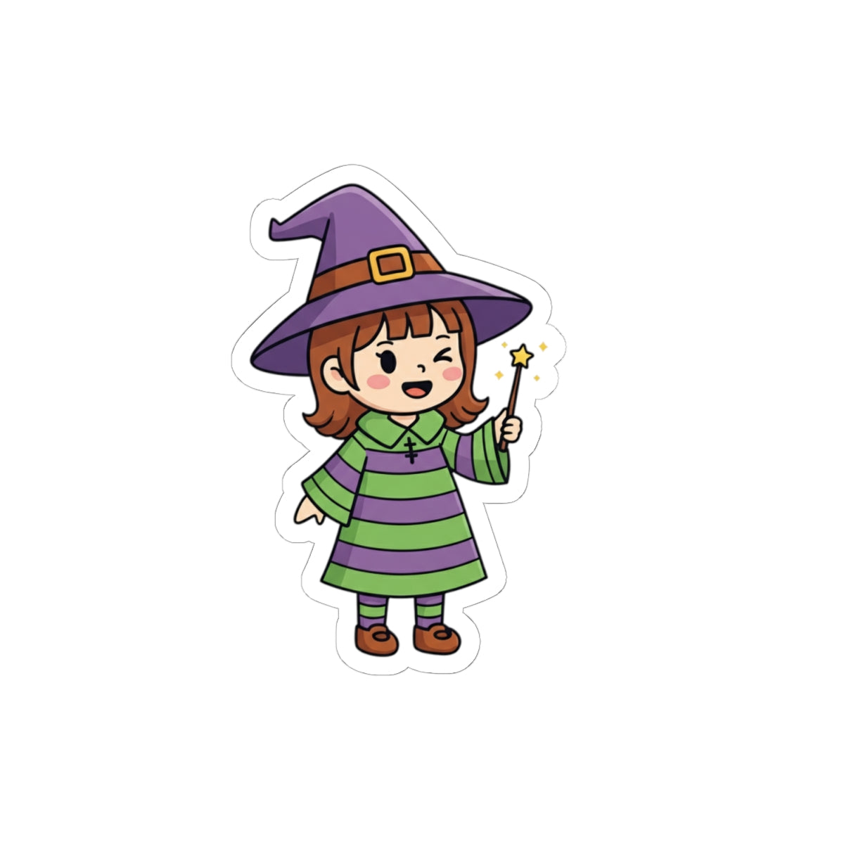 Cute Witch Kiss-Cut Stickers | Adorable Halloween Decor, Kids Craft Supplies, Laptop Stickers, Party Favors, Gift Accessory