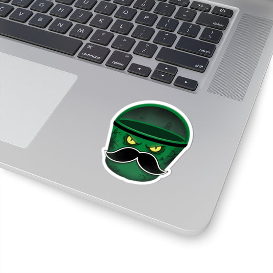 Cool Mustached Trash Can Kiss-Cut Stickers, Funny Laptop Decal, Cute Green Garbage Can Art, Unique Gift for Friends, Quirky Home Decor